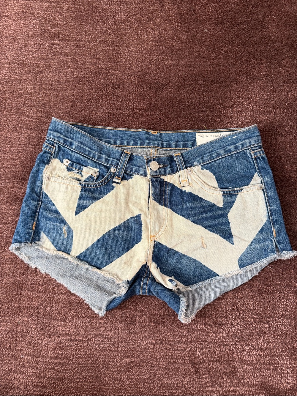 Women's Rag and Bone Blue & Cream Denim Shorts